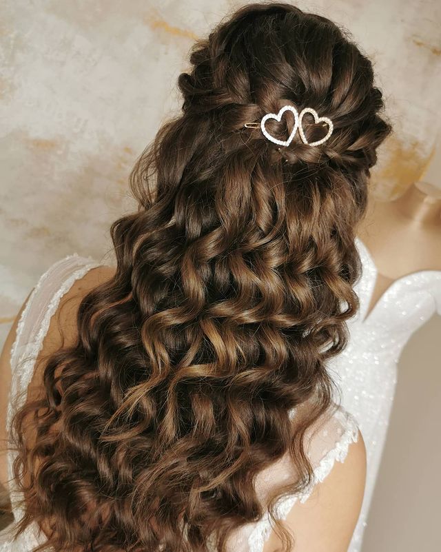 13.Half Up Braid Curls Braid Hairstyle